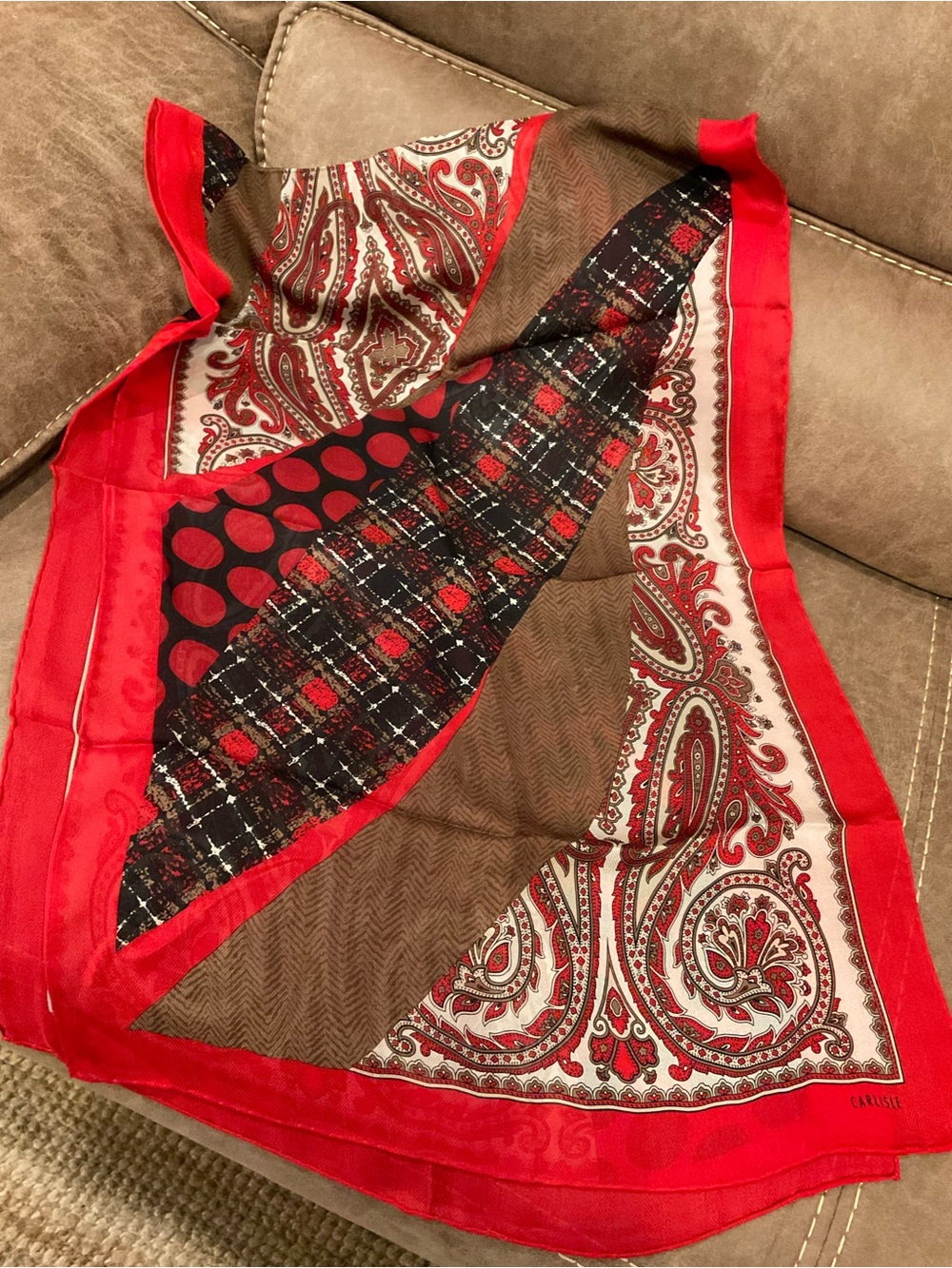 Carlisle Red Paisley Bandana Print Scarf